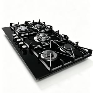 5-pits gas-elektrische kookplaat met zwart gehard glazen oppervlak, geschikt voor LPG/aardgas, zware uitvoering met gietijzeren roosters, tafelmodel - Product Image 3