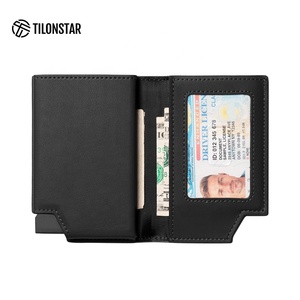 슬림 카드홀더 마이크로파이버 가죽 지갑 남성용 RFID 차단 카본 파이버 알루미늄 팝업 지갑 - Product Image 2