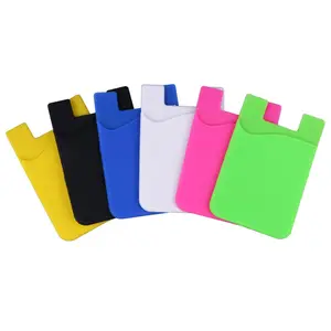 Silicone Card Holder Wallet Custom Logo Printed 3m Adhesive Credit Id Card Holder Silicone Cell Phone Wallet Case For Promotions