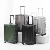 Maleta con Ruedas Giratorias de Aleación de Aluminio y Magnesio, Maleta de 24 Pulgadas con Apertura Frontal, Bolsa para Computadora, Candado TSA, Maleta de Viaje de Negocios