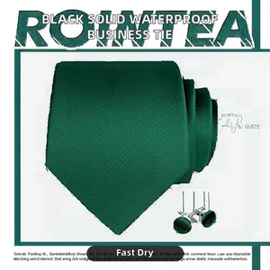 Nouvelle cravate de qualité, noire unie, formelle, pour affaires, 100% polyester, tissée jacquard, forme bouteille, 7 cm - Product Image 2