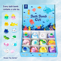 Bombes de bain effervescentes biologiques sur le thème de l'océan avec des jouets océaniques cachés, cadeau de Noël idéal et article de Noël pour enfants