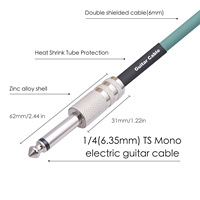 Kabel Gitar Instrumen 1/4 Inci Lurus 6.35Mm Kabel Bass Gitar 6.35Mm Jack Pria Jalur Audio Stereo untuk Gitar Bass Keyboard