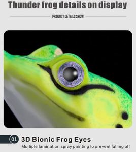 Leurre souple en plastique pour grenouille Flip King, différentes couleurs, pour la pêche au black bass en rivière, Ropelures Jimitu Frog, 65 mm, 11 g, corps creux, Poppin - Product Image 3