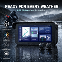 Aoocci C6 Pro Wireless Motorcycle CarPlay Dash Cam 6.25 Inch Dual 1080P Kamera 140 °   FOV untuk Perekam GPS Android Auto Sepeda Motor