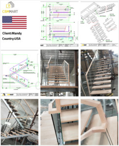 CBMmart Ventas directas de fábrica American Modern Home Indoor <span class=keywords><strong>Escaleras</strong></span> Escalera con barandilla de vidrio Diseño de escalera prefabricada - Product Image 4