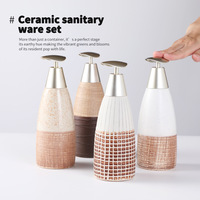 Bouteille pompe en céramique légère de style luxueux pour savon pour les mains, lessive, gel douche ; Distributeur rechargeable grande capacité