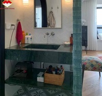 Marbre vert indien poli, imperméable et durable, taille personnalisée pour table à manger, éviers de salle de bain, escaliers, fond mural