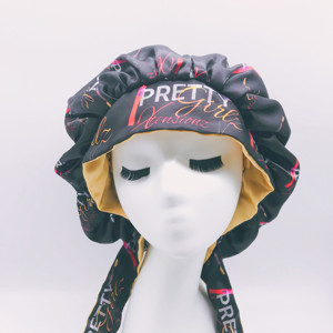 Custom logo BABY and ADULT Mommy and Daughter <strong>Bonnets</strong> Silk Hair Double Layer <strong>Bonnets</strong> Bling Diamond <strong>Bonnets</strong> with Headwraps - Product Image 2