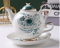 Vintage Qian Hu rétro européen Style britannique Floral décalcomanie os chine 400ml théière tasse à café ensemble véritable or jante en céramique