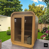 Ruang Sauna Luar Ruangan Desain Profesional 2026 Modern dengan Tungku Listrik 6kw, Uap Basah untuk 4-6 Orang, Kayu Fir Solid, Inframerah Jauh
