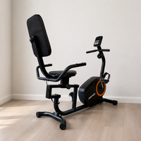 Vélo d'exercice couché compact magnétique, vélo d'appartement pour entraînement à domicile avec siège et dossier réglables pour seniors
