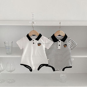 D1841 Combinaison d'été pour bébés garçons, super mignonne, fine, style polo, 100% coton, 100 jours - Product Image 2