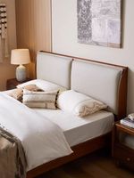 Meubles de maison modernes en bois pour hôtel, lit simple en bois massif d'Europe du Nord avec oreiller en sac souple, lit en bois dur de haute qualité