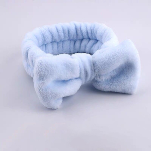 Accessoires <span class=keywords><strong>pour</strong></span> cheveux Bandeau élastique en flanelle Cadeau de fille mignonne Maquillage Salon de beauté Turban à nœud papillon Bandeau de spa - Product Image 4