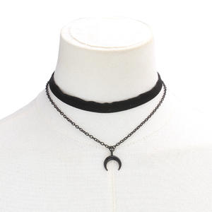 Collar de Moda con Colgante de Luna Negra, Aleación de Zinc, Diseño Geométrico, Varias Capas, Joyería para Fiestas, Origen Yiwu - Product Image 1