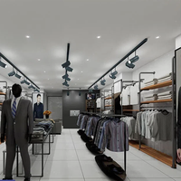 Présentoir sur mesure pour vêtements masculins, présentoir autoportant multi-niveaux pour boutique de prêt-à-porter