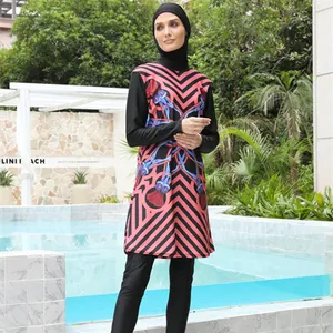 MOTIVE FORCE cina costumi da bagno musulmani personalizzati economici stampati costumi da bagno 3 pezzi costume da bagno islamico burkini costumi da bagno musulmani con berretto