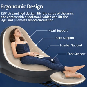 Sofá Inflable Resistente, Sillón de Tela Aterciopelada con Reposapiés para Comodidad en Interiores y Exteriores - Product Image 2