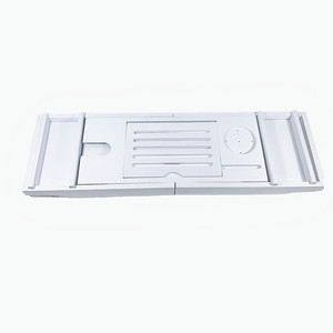 Estante de bambú para bañera, estante blanco para bañera, bandeja extensible para bañera, soporte para tableta/teléfono, soporte para bañera/bañera - Product Image 2