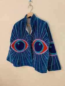 Handcrafted Suzani Eye <b>Jacket</b> Vintage Style Embroidered Boho Coat Artisan Statement Wear <b>women's</b> <b>velvet</b> <b>jacket</b> suzani <b>jacket</b> - Product Image 4