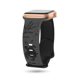 Correa de reloj deportiva de silicona bicolor con grabado láser de tortuga marina para Apple Watch Series 11 10 9 8 Ultra 3 - Product Image 6