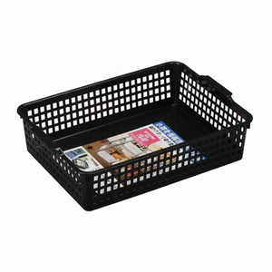 Cesto portaoggetti sottile Inomata 516 ventosa di colore nero - Product Image 1