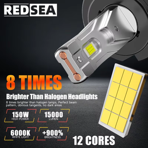 Luz <span class=keywords><strong>LED</strong></span> para Auto REDSEA F2s Pro 140W Súper Brillante H4, Luces <span class=keywords><strong>LED</strong></span> para H1, Luz para Auto H11, Focos 9005, Faro H7, Bombilla <span class=keywords><strong>LED</strong></span> para Faros Delanteros - Product Image 2