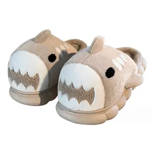 Shark Cartoon Katoenen Slippers Dames Winter Platform Schattige Paar Anti-Slip Gewatteerde Katoenen Schoenen Heren Indoor Home Shoes