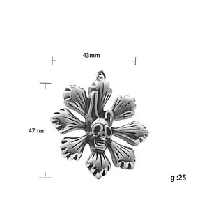 yunnique Stainless Steel Skull Pendant Necklace Men's Floral Retro Style Geometric Design 190188 - Product Image 5