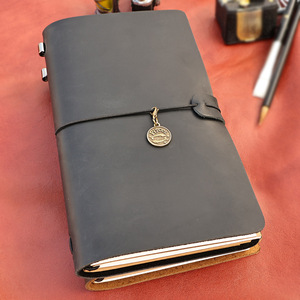 สมุดบันทึกแบบสันห่วงหนังวัวคุณภาพสูงปรับแต่งได้ สไตล์เรโทร หนังเครซี่ฮอร์ส สมุดบันทึกการเดินทางแบบถอดแผ่นได้ ของขวัญ - Product Image 4