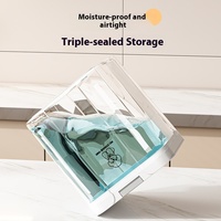 A&KING Contenant carré classique en plastique écologique pour aliments pour chiens, motif uni, 1,5 kg, anti-humidité, bol sous vide pour animaux de compagnie