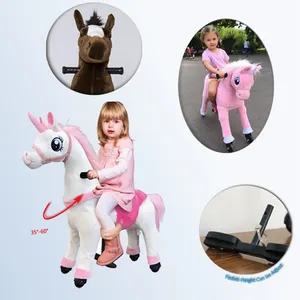 婴儿独角兽摇马玩具，带4个轮子，适合儿童驾驶，毛绒骑乘玩具马可以像真的一样行走