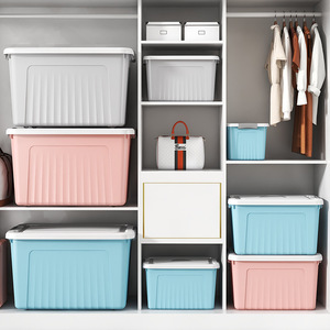 Clothing Organizer <b>Storage</b> <b>Box</b> Large Capacity Rectangle <b>Blue</b> Pink Gray Solid Color Dormitory Home School Use - Product Image 4
