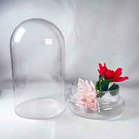 Campana de Cristal Transparente de 8 Pulgadas con Base para Plantas de Interior, Terrario Pequeño, Florero de Mesa para Bodas, Decoración del Hogar Hecha a Mano y Ecológica