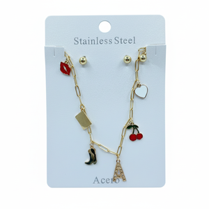 Set di gioielli da donna Vintage alla moda con accento di nappa 18K in oro placcato rame zircone pietra principale da indossare ogni giorno festa regalo perfetto - Product Image 2