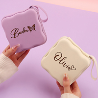 Pochette de rangement électronique carrée en cuir PU personnalisable avec nom, couleur unie, pour câbles et accessoires de voyage, compacte pour la recharge