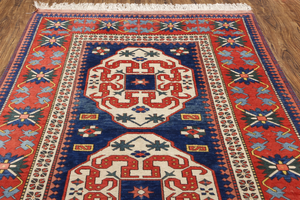 Auténtica Alfombra Kazaja Tribal Hecha a Mano de Lana 9x12, Anudada a Mano, Estilo Persa, Patrón Geométrico, Tejida para Decoración de Sala de Estar - Product Image 3