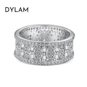 Dylam Dainty 925纯银铑镀精品时尚饰品女性5A立方氧化锆永恒带新娘饰品戒指
