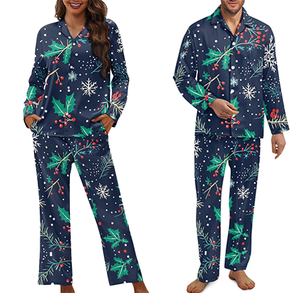AW BRIDAL Matching Couples Pajama Set - 4 Piece 100% Cotton His & Hers Sleepwear, Long Sleeve Plaid