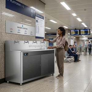 Estación Purificadora de <span class=keywords><strong>Agua</strong></span> por Ósmosis Inversa de Acero Inoxidable con 6 Grifos Eléctricos para <span class=keywords><strong>Agua</strong></span> Fría, Ideal para Hoteles y Uso en Exteriores - Product Image 1