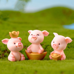 Resin <b>Mini</b> Cartoon Rich Fortune Pig Figurine Miniatures for Landscape Decorations Tiny Lucky Piggy Ornaments DIY Accessories - Product Image 3