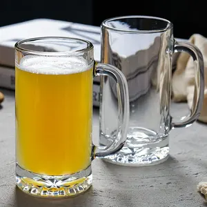 Bicchiere di birra pesante con fondo spesso 17oz bicchieri di vino tazza di birra in vetro trasparente tazza di birra con manico