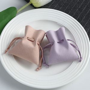 Bolsitas de Microfibra de 7x8cm, Bolsitas de Joyería con Cordón de Piel Sintética, Bolsas de Regalo de Terciopelo Suave para Empacar Anillos y Pendientes - Product Image 4