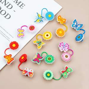 Capuchon de paille à boire papillon double couche personnalisé étui de paille créatif-motif de fleurs-cache-poussière détachable pour les fêtes - Product Image 1