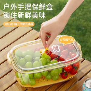 Contenedor Portátil para Almacenamiento de Alimentos, Rectangular, Color Amarillo Vitalidad, con Asa, para Frutas, Uso en Exteriores - Product Image 4