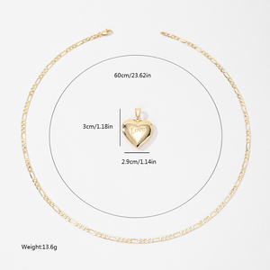 Nouveau Collier Pendentif Cœur Lisse Plaqué Or en Laiton Tendance et Personnalisé, Bijou Unisexe à la Mode, Cadeau <span class=keywords><strong>Amour</strong></span> Éternel - Product Image 6