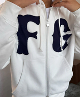 Maßgefertigte Patchwork-Stickerei Doppelreißverschluss 100% Baumwolle French Terry Buchstaben Oversized Distressed Streetwear Hoodies für Herren