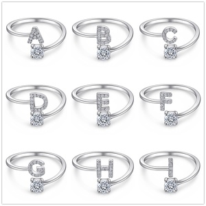 Bagues en argent avec lettre s, bague en argent 925 avec lettre pour filles - Product Image 1