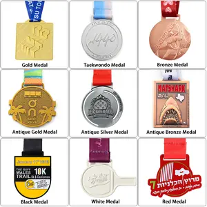 Wholesale Cheap Design Your Custom Taekwondo Badminton Basketball Marathon 3D Award Sport Metal Brass Zinc Alloy Medal Medals